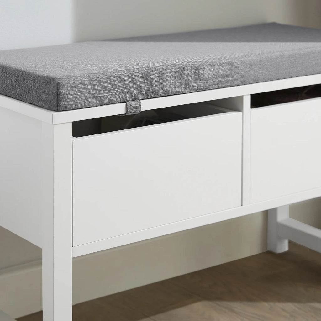 Scarpiera Cassapanca Panca Contenitore camere da Letto Seduta con Cuscino 2 cassetti Panca Ingresso L72*P30*A46cm FSR88-W