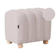 Pouf bianco sporco in bouclé Teddy rivestito con gambe in legno pouf ottomano design moderno accessori per soggiorno