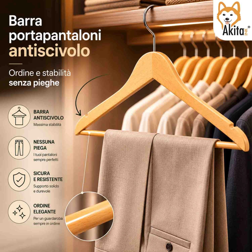 Akitaink 24 Grucce Legno Barra Antiscivolo 360