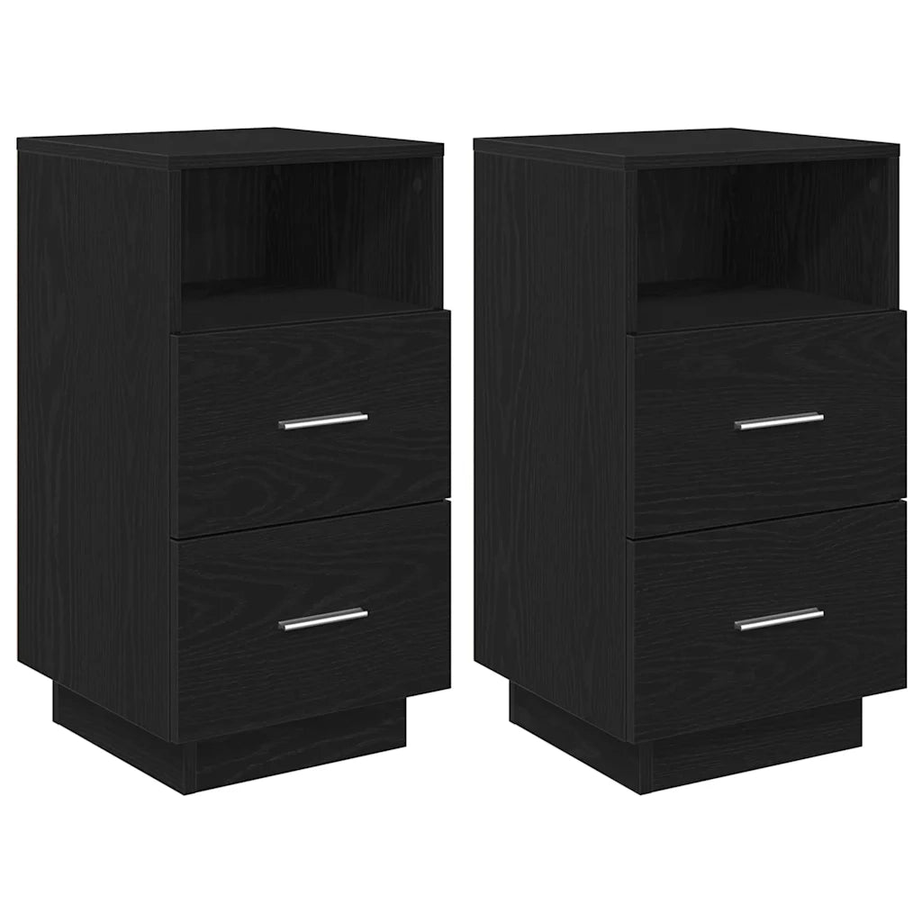Comodini 2 pz con 2 Cassetti Neri 36x36x68 cm 858581