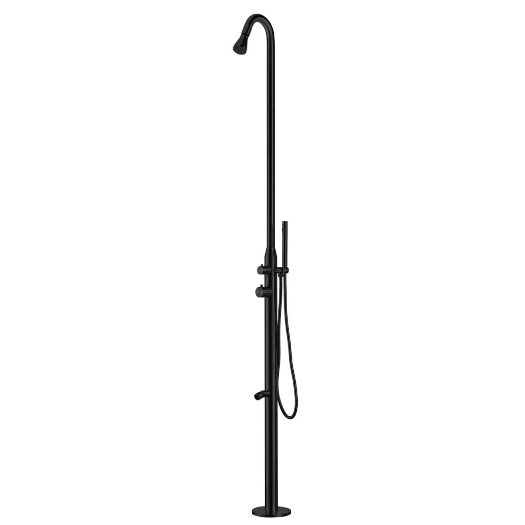 Doccia da Giardino 228x18x17,5 cm con Soffione Lavapiedi e Doccetta Sined Stintino Nero satinato