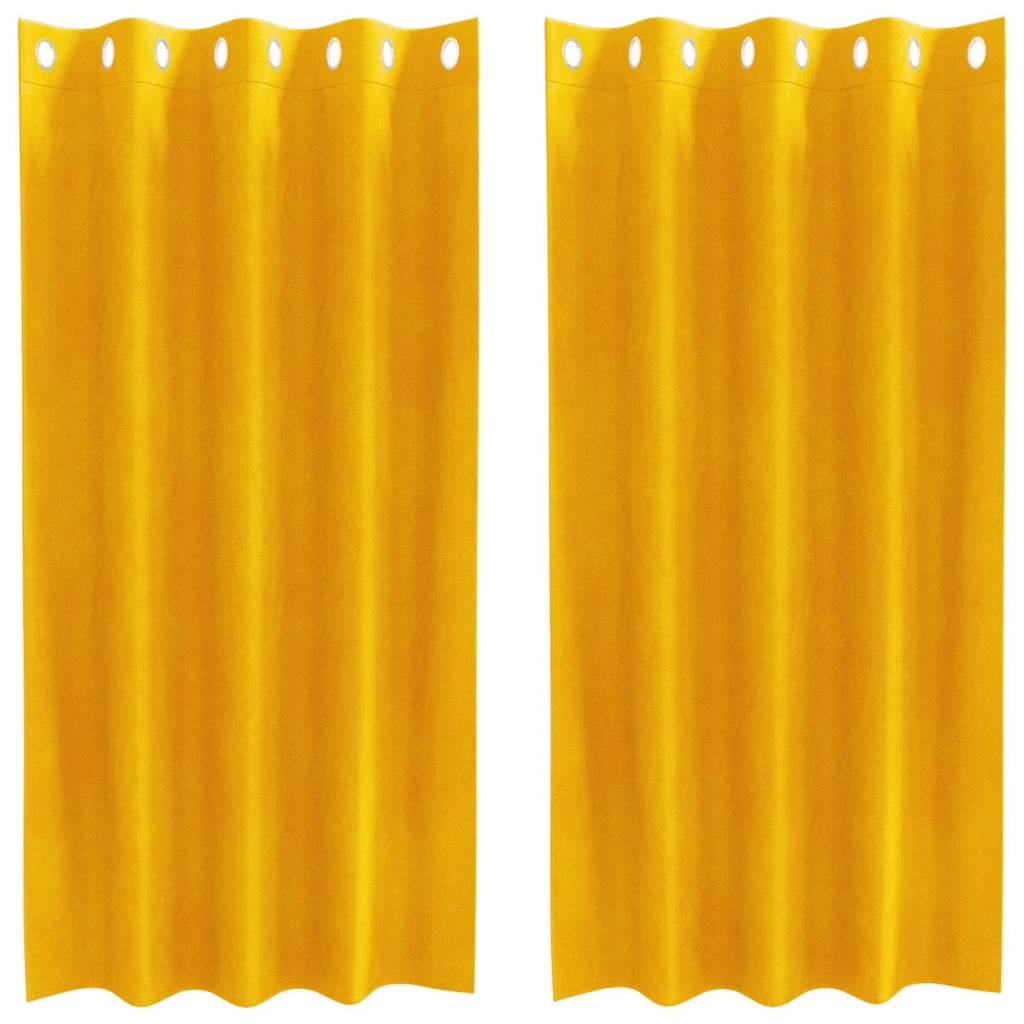 Tende Oscuranti | Tende Blackout 2 pz Giallo senape 140 x 175 cm Velluto