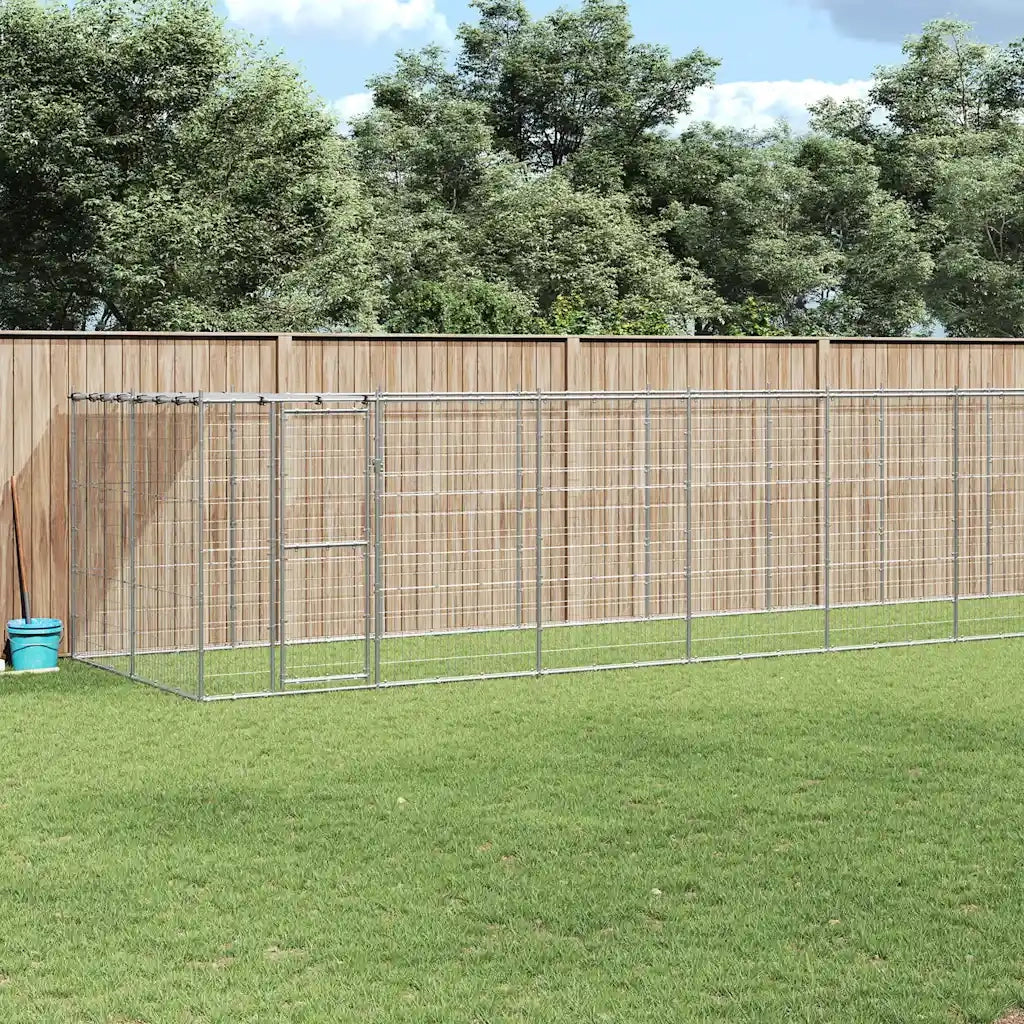 Gabbia per Cani da Esterno in Acciaio Zincato con Tetto 26,62m² 3082307