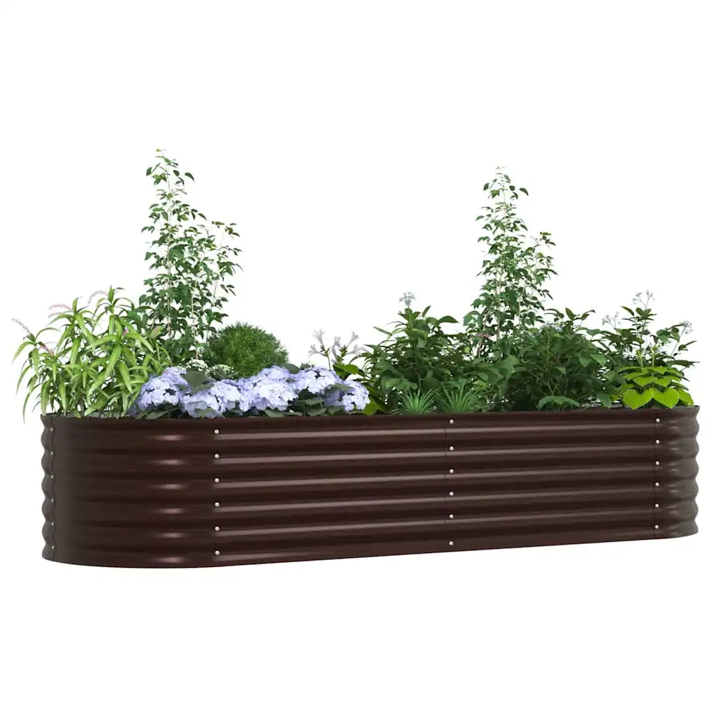 Fioriere | Cassetta per fiori | Letto Rialzato Marrone 240 x 80 x 44 cm Acciaio