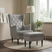 Poltrona con Ottomano 2 pz Grigio Chiaro Velluto 3418820