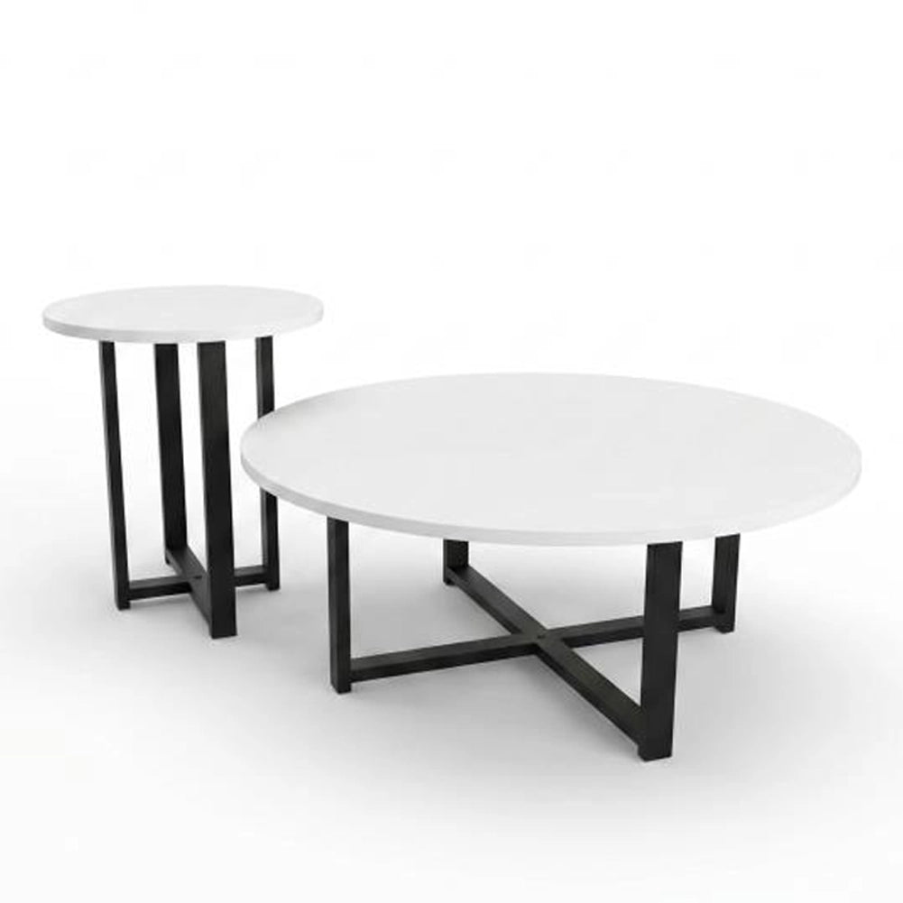 Set 2 Tavolini da Caffè per Soggiorno Bianco Design Moderno Tavolo Salvaspazio