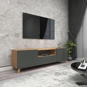 Mobile Porta TV Torsby con Scomparti Chiusi 46 x 140 x 30 cm Effetto Rovere / Antracite [en.casa]