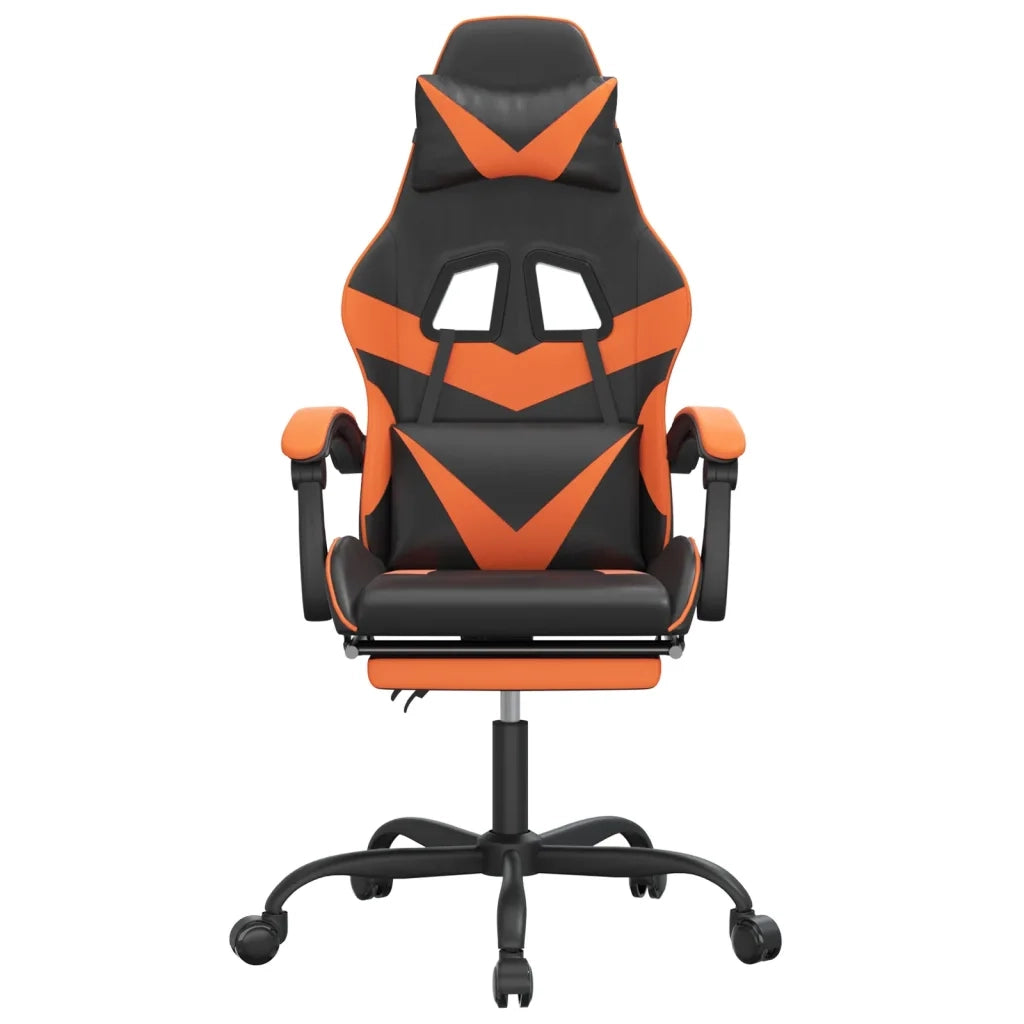Sedia da Gaming con Poggiapiedi Nero e Arancione in Similpelle cod mxl 67391