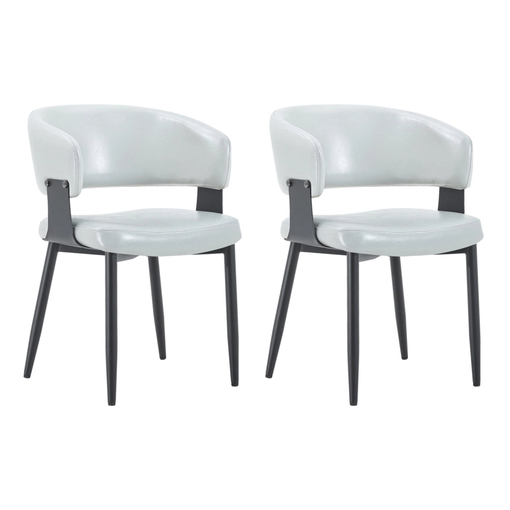 Sedia da pranzo 96x59.5x40 cm con schienale ergonomico e braccioli in similpelle grigia