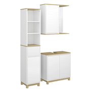 Vicco Set di mobili da bagno Bianco/quercia 3 parti, con colonna
