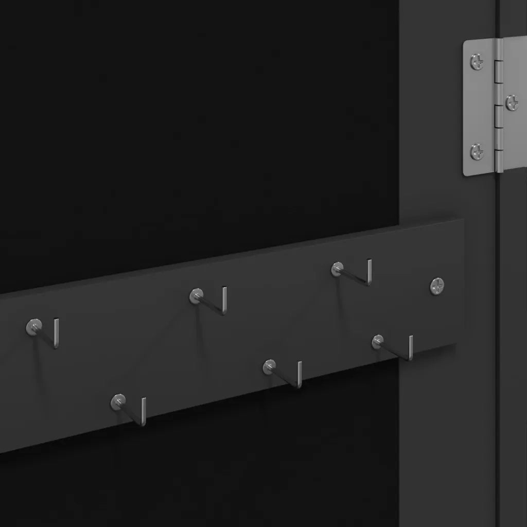 Armadio Portagioie a Specchio con Luci LED a Parete Nero CFW6617518