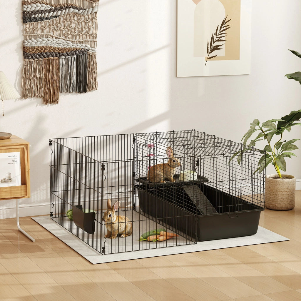 Gabbia per Piccoli Animali con Recinto Rimovibile ¨C zephmum ¨C Nero