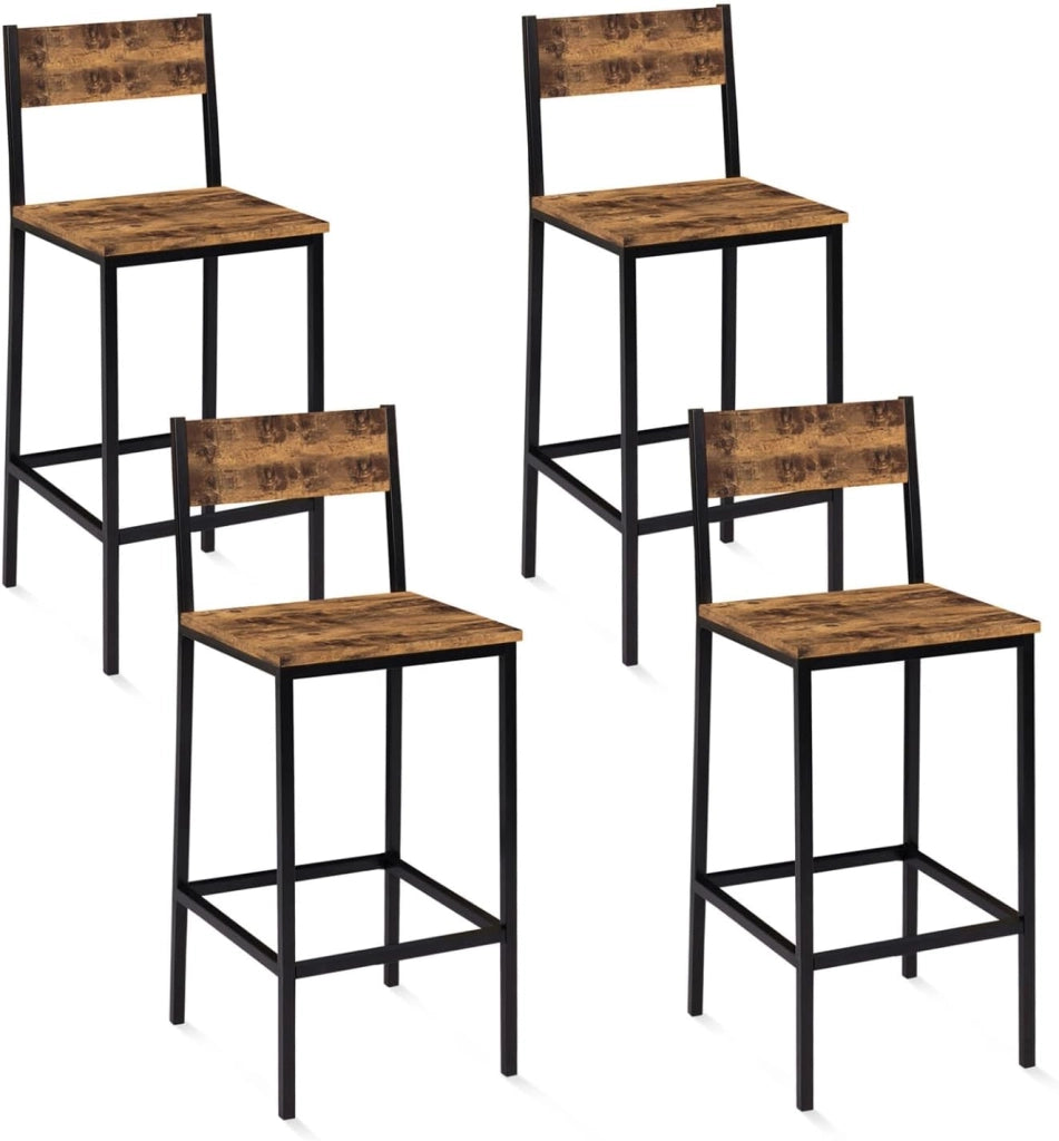 Lote de 4 taburetes de bar DAYTON con respaldo silla de cocina de diseño industrial