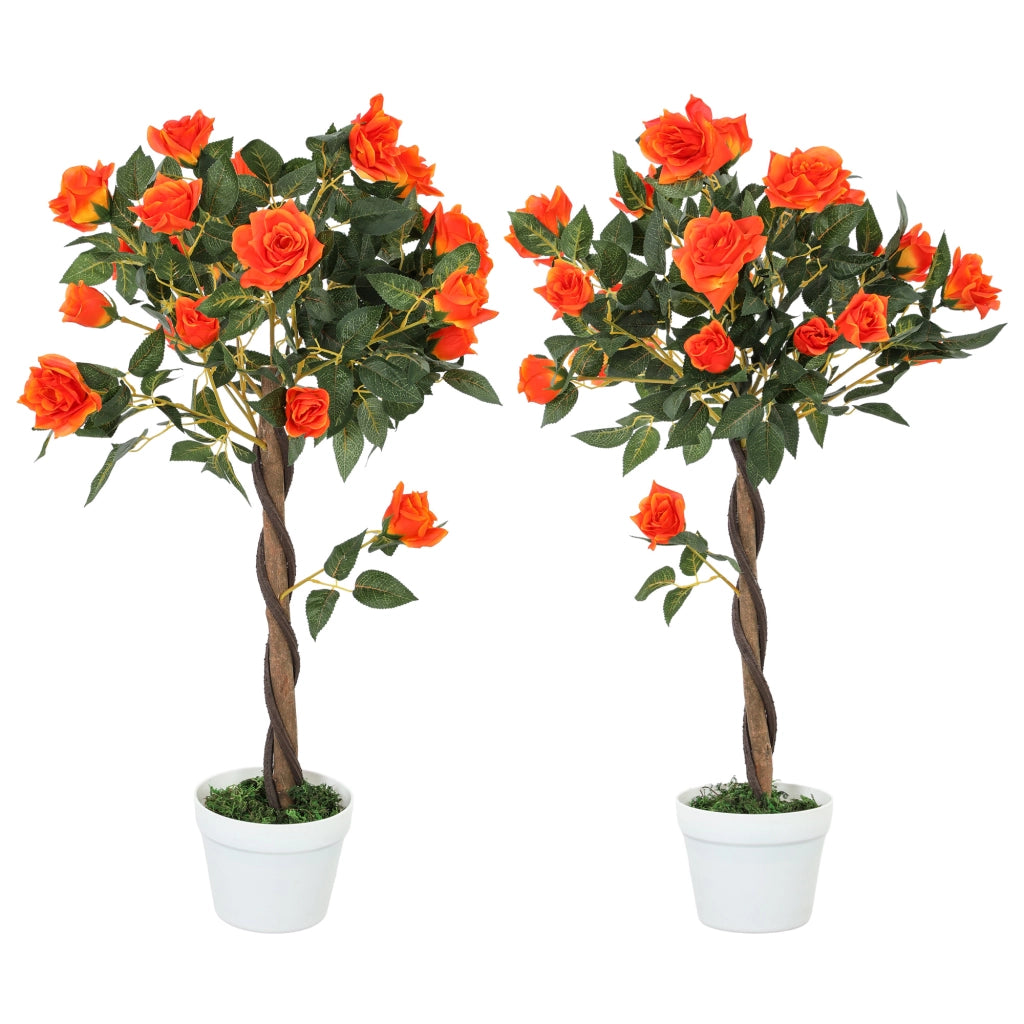Rosa Finta Artificiale con Vaso Cemento ¨C zephmum ¨C 18x90 cm Arancione