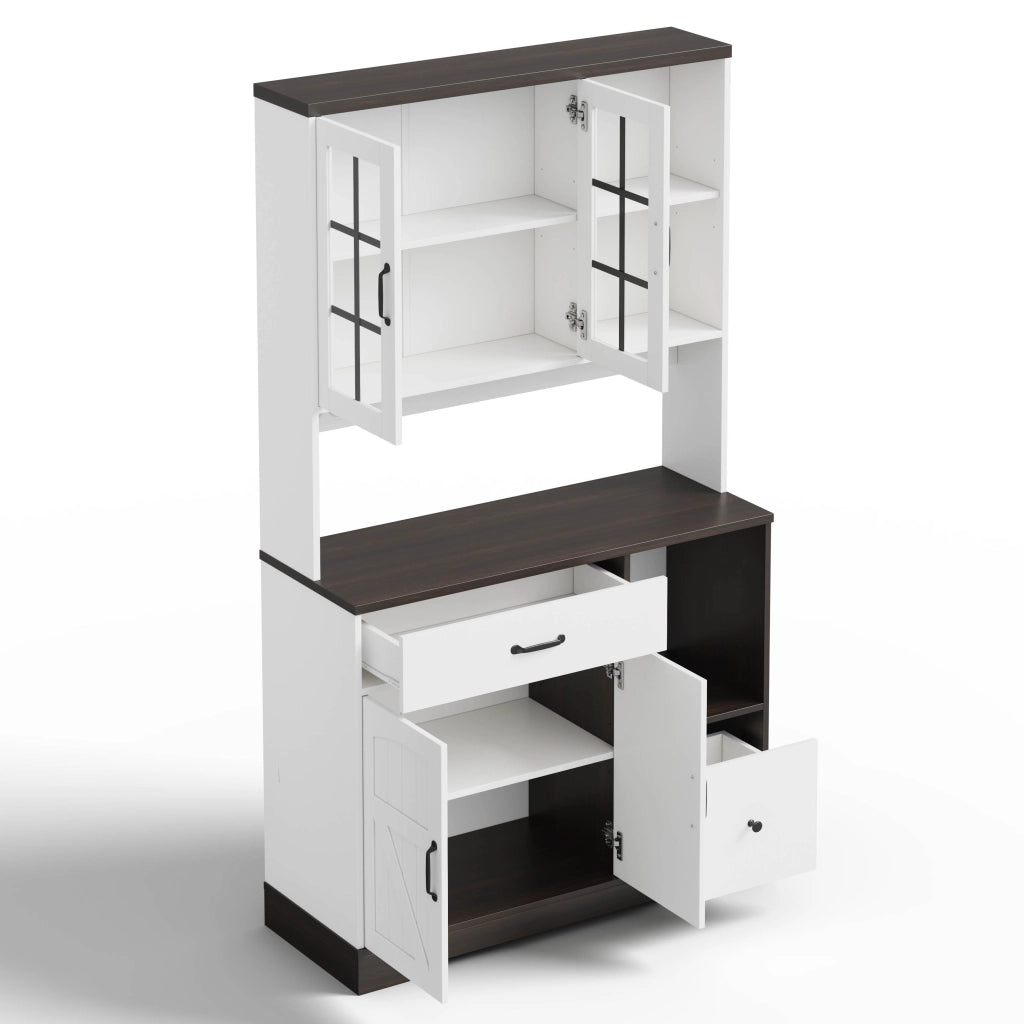 Armadio Vintage da Cucina con Cassetti, Ripiani e Illuminazione LED ¨C MINIMAL ¨C 185x105x40