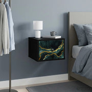 Mobiletto da comodino a parete WIJHE 2 pz Rovere Nero 8007452