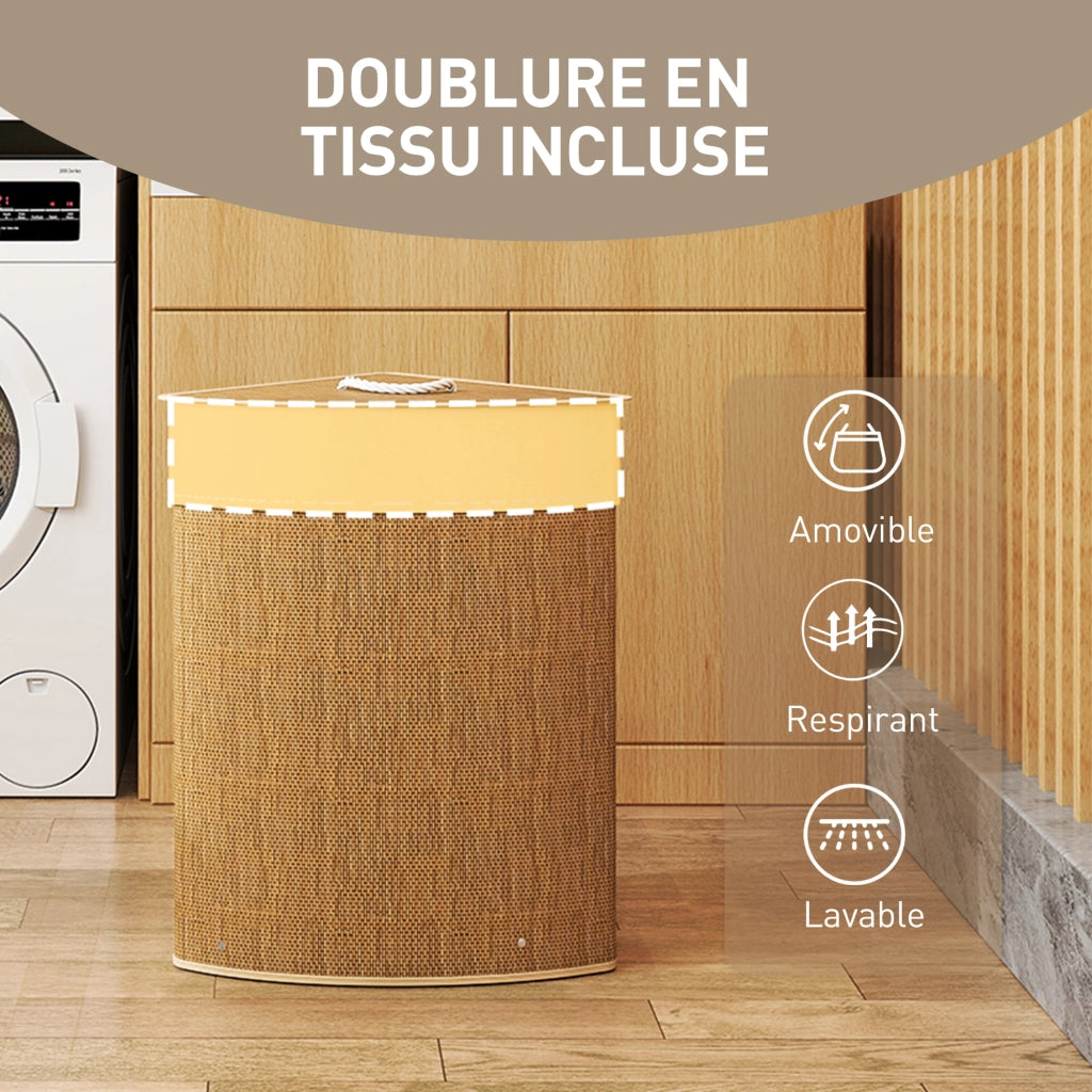 Cestino per Biancheria in Bamb¨´ con Coperchio ¨C Zephmum ¨C Marrone 35x35x60