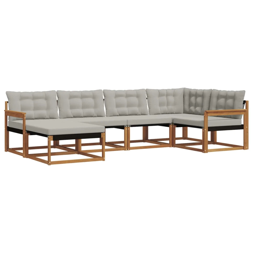 Set di divani da esterno 6 pcs Grigio Naturale e Chiaro