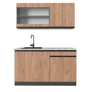 Vicco Cucina monoblocco Quercia dorata/antracite 140 cm , PL Marmo