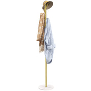 Appendiabiti da Terra Autoportante con 8 Ganci, Base in Marmo e Acciaio, ?32x164cm, Oro