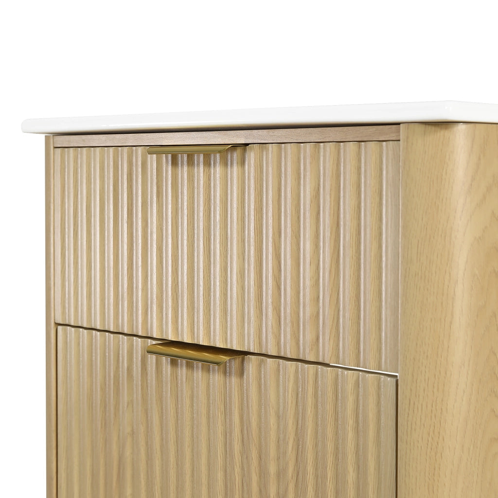 Mobile sottolavabo con 2 cassetti e portarotolo; per bagno; in MDF e ceramica; 61×47×82 cm; naturale