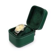 Scatola per Orologi in PU Verde con Cuscino Removibile in Pelle per Viaggi