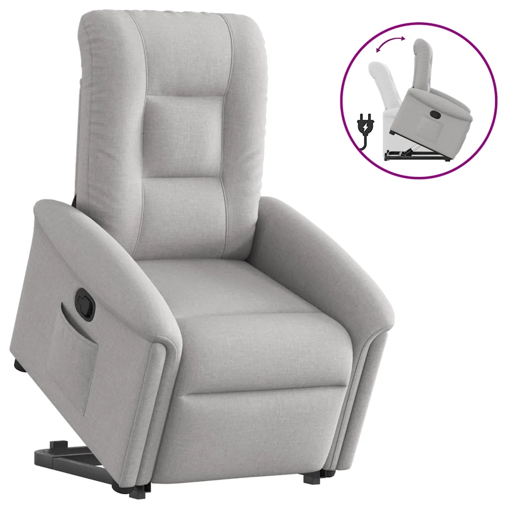 Poltrona | Sedia Relax Alzapersona Reclinabile Grigio Nuvola in Tessuto