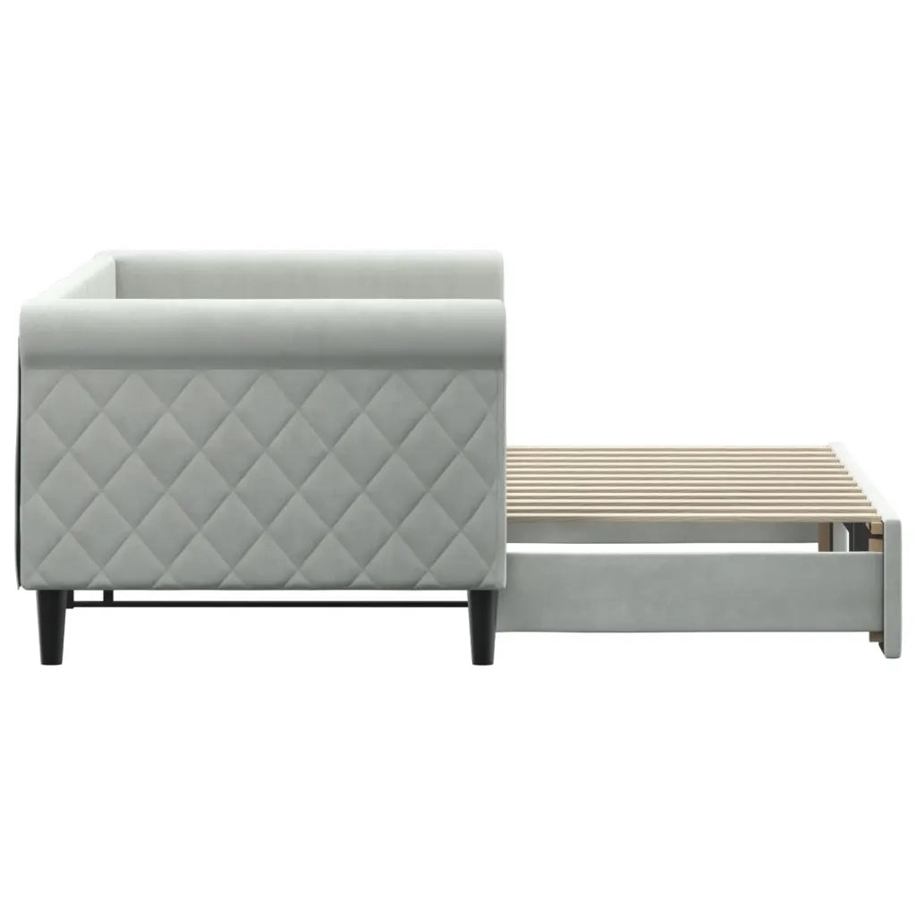 Divano Letto con Letto Estraibile Grigio Chiaro 80x200 Velluto