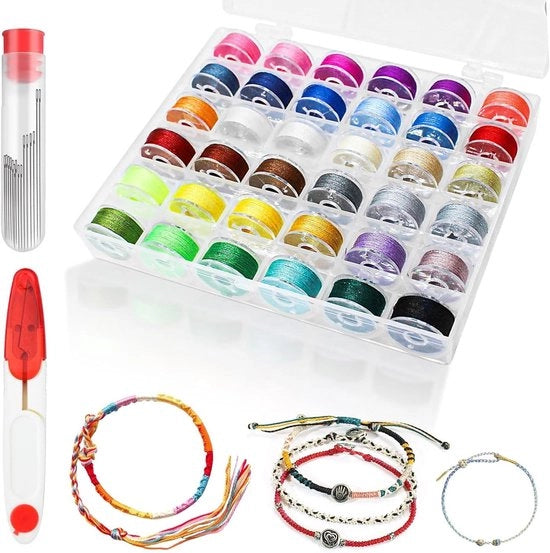 Set di corda gessata per fare collane e gioielli DIY - 36 bobine - inclusa scatola di conservazione