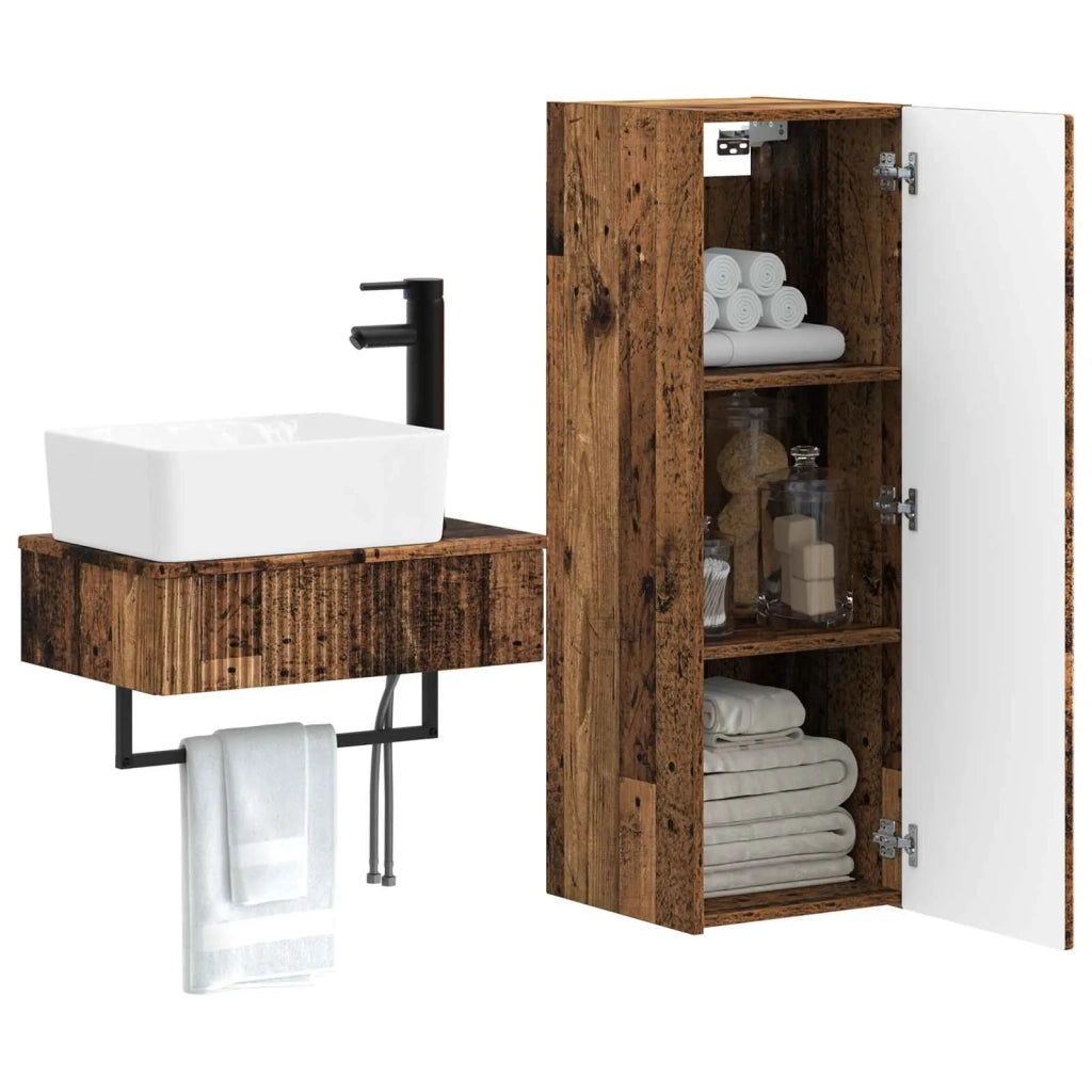 Set di mobili per il bagno 2 pz Legno antico 33 x 34,5 x 100 cm 3406111