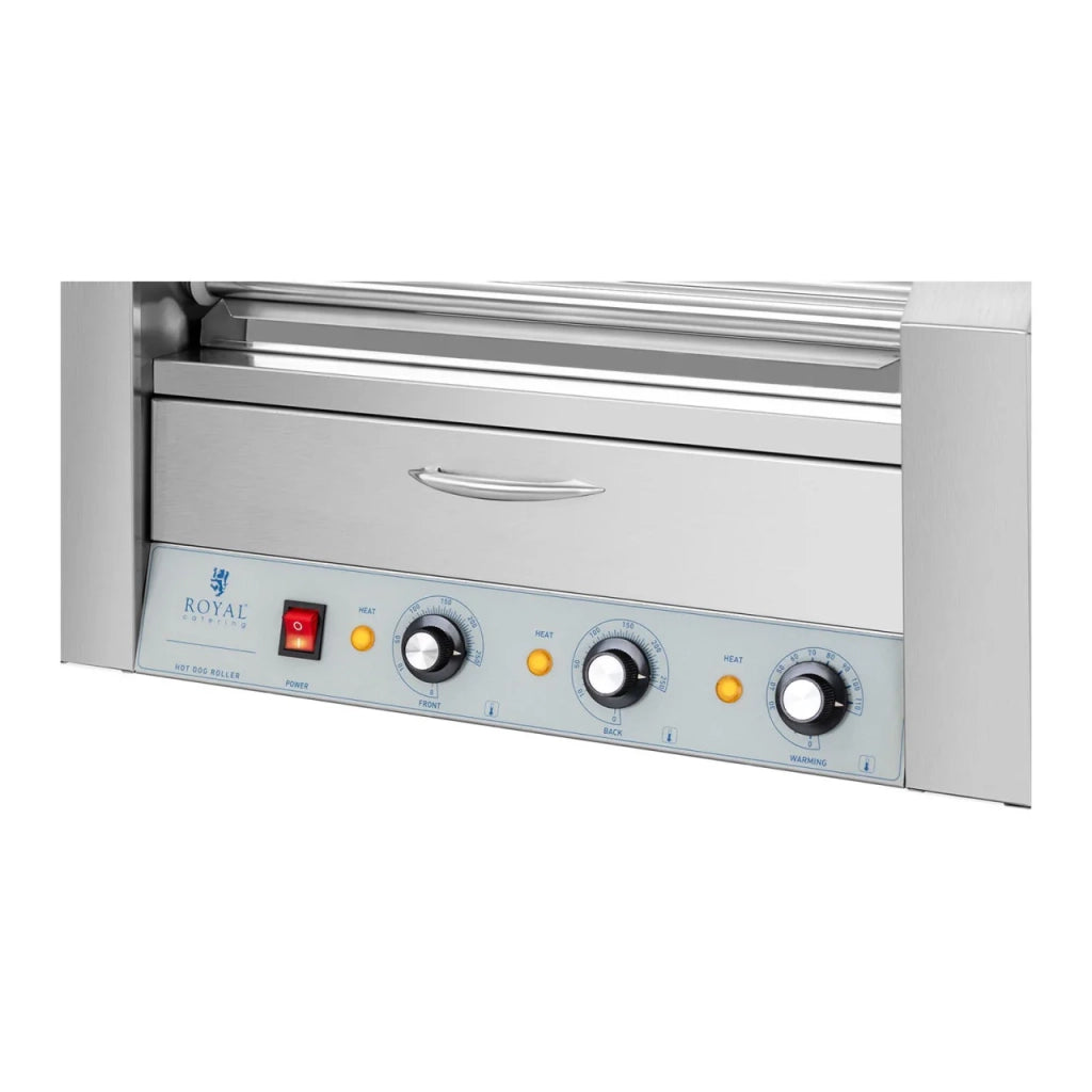 Griglia per salsicce con 7 rulli 12 salsicce cassetto scaldavivande 1765 watt acciaio inox 14_0001920