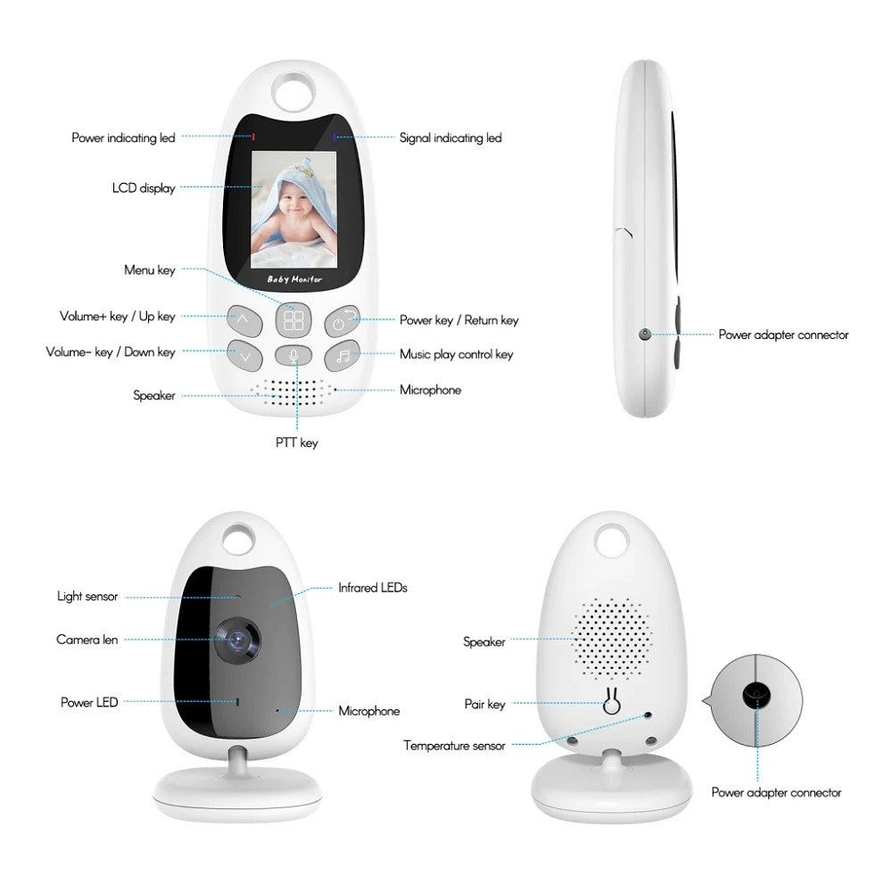 Trade Shop - Baby Monitor Wireless 2" Hd Monitoraggio Bambino A 2 Vie Bidirezionale Q-sx903 -
