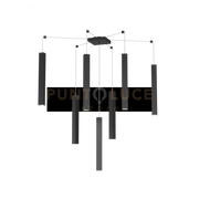 SQUARE TUBE SOSPENSIONE 7 LUCI NERO CAVO CM.250 CON BASE 1173-S7-NE
