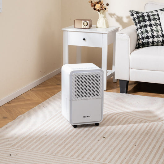 Deumidificatore tubo di scarico e sbrinamento automatico per seminterrato, Deumidificatore con 4 modalit¨¤ Bianco-Condizionatori aria