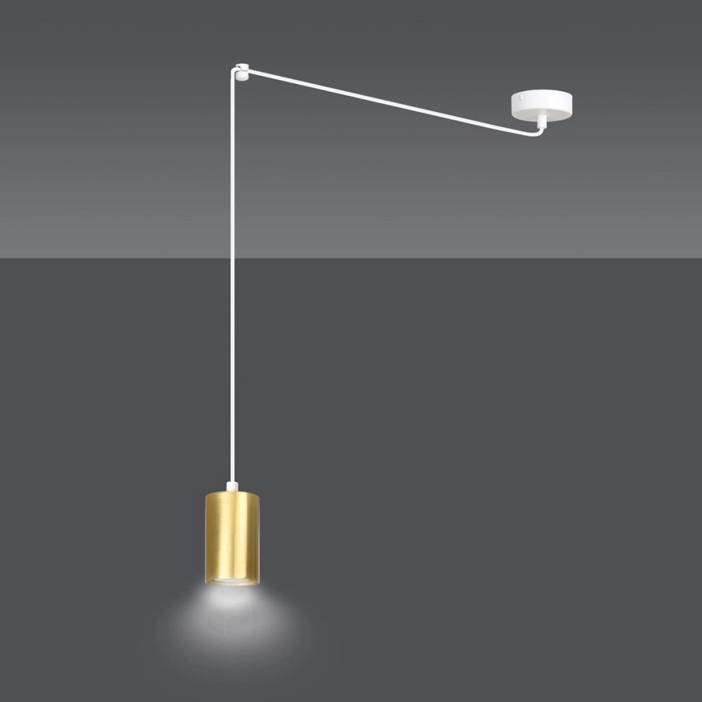 Lampada a sospensione TRAKER in acciaio bianco e oro