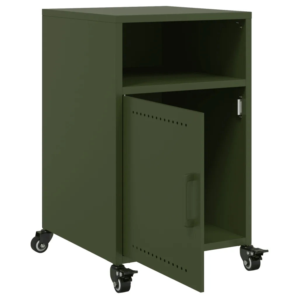 Set di 2 Comodini | Armadio da Notte | Mobiletto da notte Verde Oliva 36x39x59 cm in Acciaio
