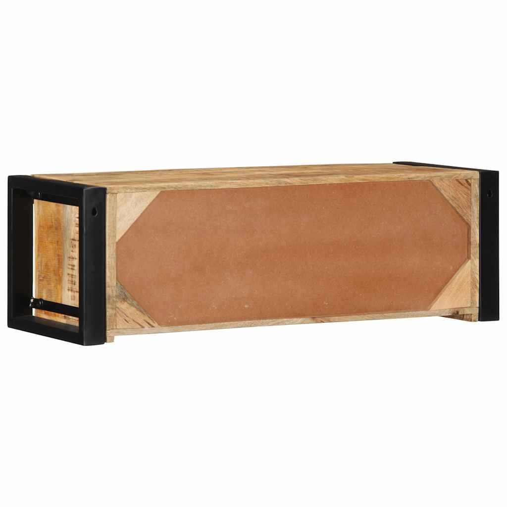 Pratico mobile porta TV da parete con contenitore 80 x 30 x 25 cm in legno massello di mango grezzo 02_0057661
