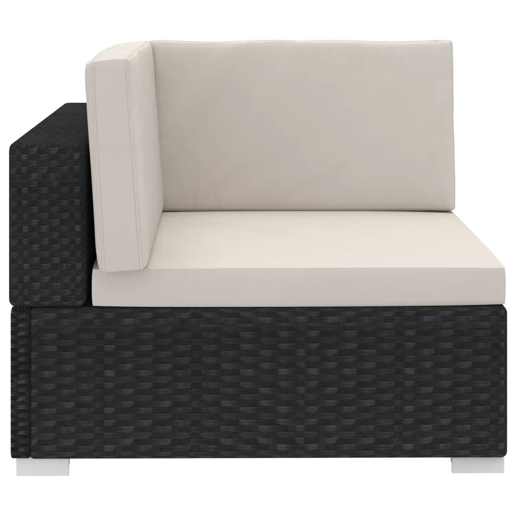 Set Divani da Giardino 4 pz | Set Salotto da Giardino con Cuscini in Polyrattan Nero