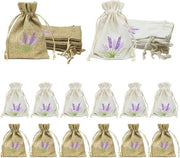 12 sacchetti di lavanda vuoti in tessuto di lino bianco, corda per appendere, da riempire con spezie e erbe di lavanda