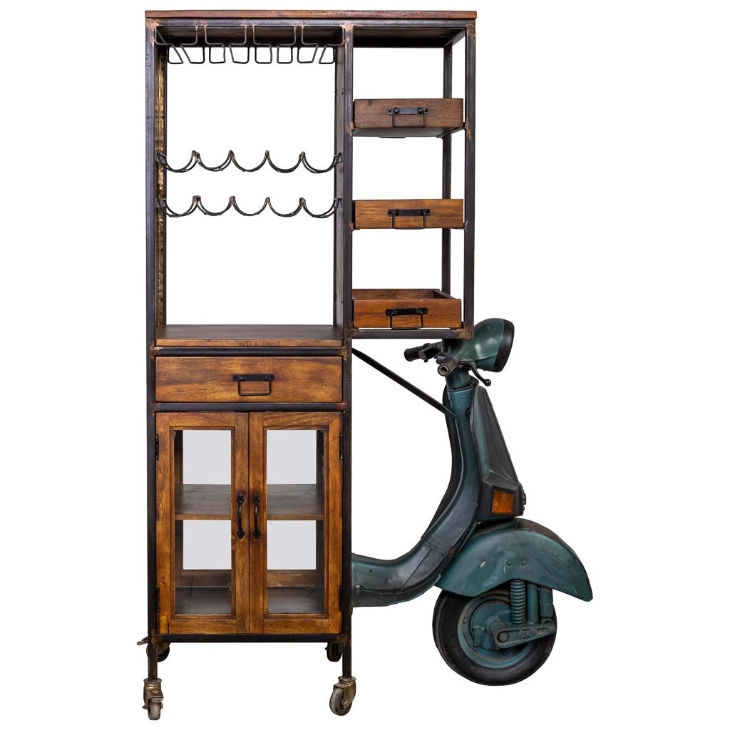 Moto mensola portabottiglie marrone 140x67x194