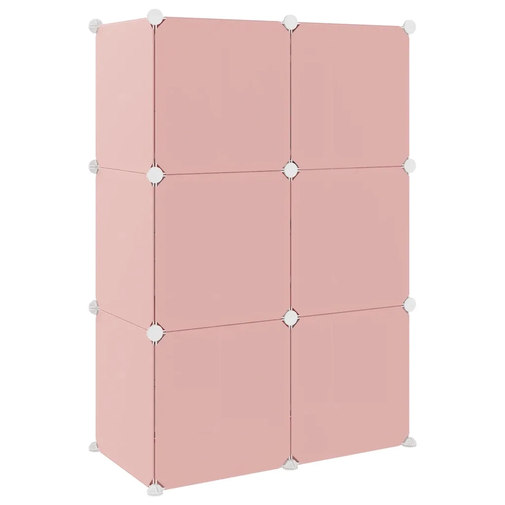Scaffale Portaoggetti per Bambini con 6 Cubi Rosa in PP CFW1307165