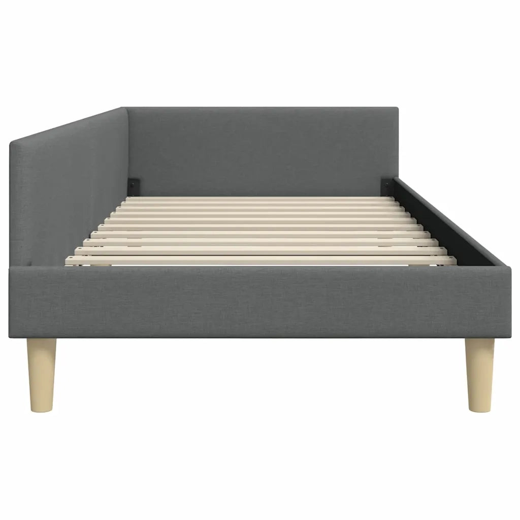 Cornice del letto ad angolo Grigio scuro 90 x 190 cm Tessuto 42016110