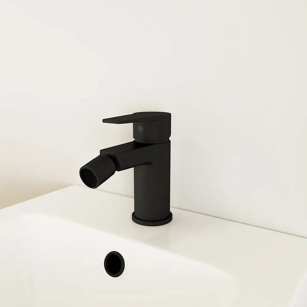 Coppia miscelatori lavabo alto bidet senza scarico nero opaco | Kerry