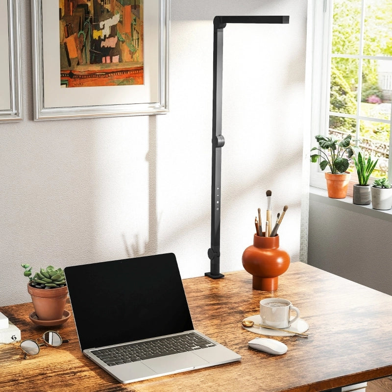 Lampada da scrivania, luminosit¨¤ e colore regolabili, morsetto in metallo, 96 LED, nera