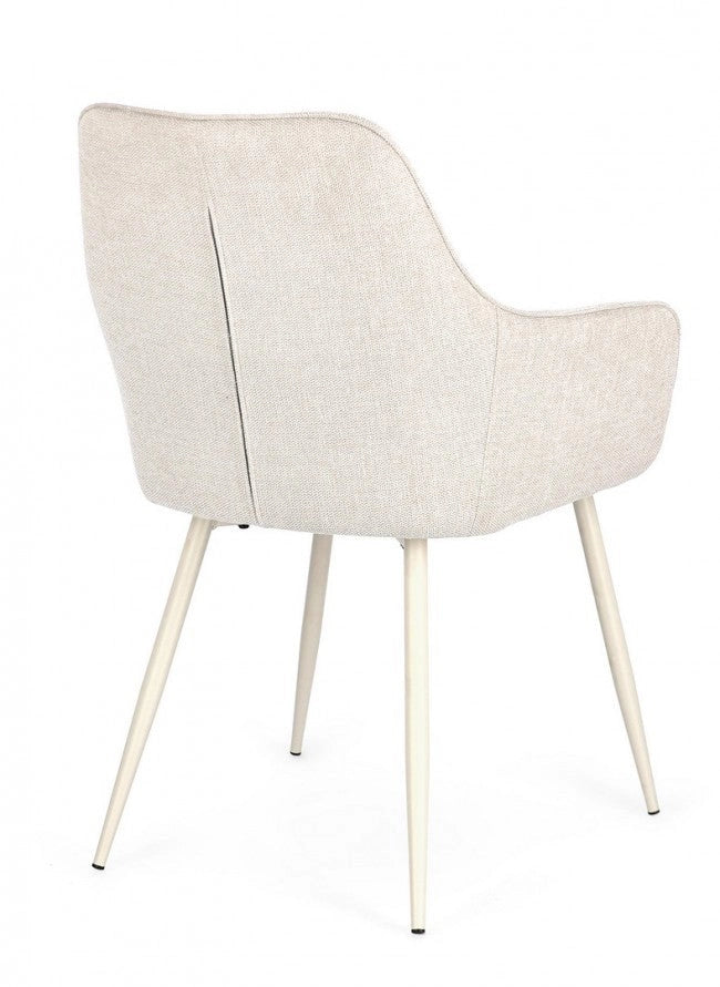 Set 2 Sedie 58x63x85,5 cm Cora in Tessuto Beige e Beige