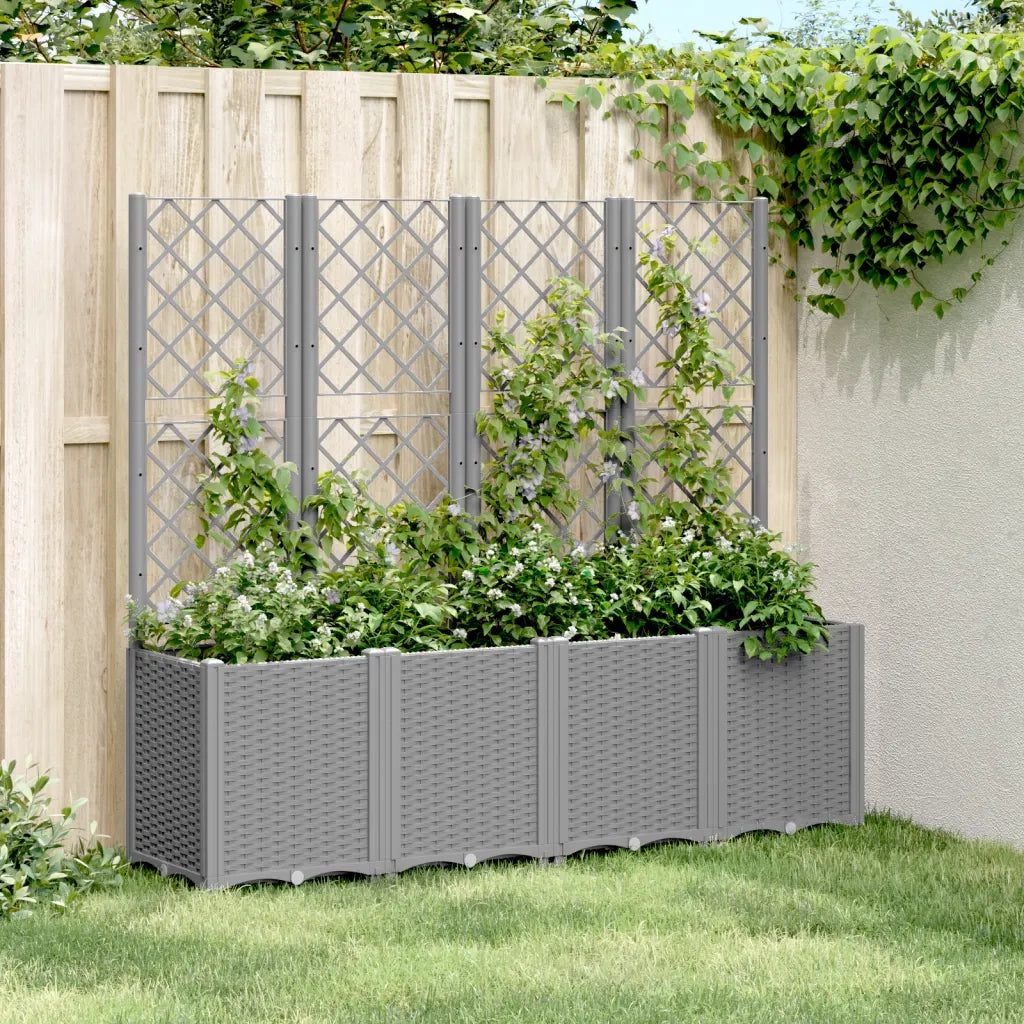 Fioriera Giardino con Traliccio Grigio Chiaro 160x40x140 cm PPcod mxl 114902