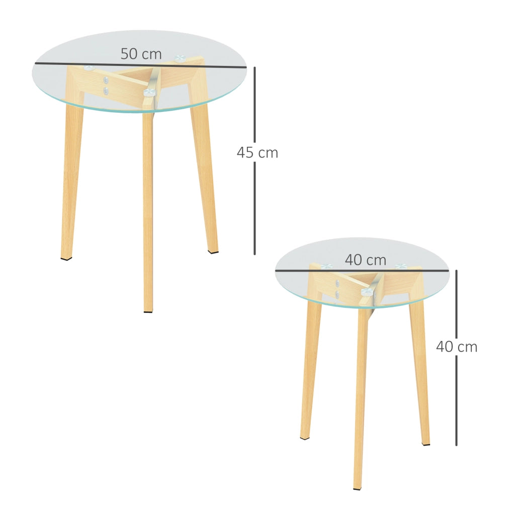 Set Tavolini Moderni ¨C zephmum ¨C Vetro Temperato Acciaio 50x45 40x40