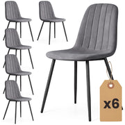 Set di 6 Sedie in velluto trapuntate LUMO Grafite Scuro gambe nere