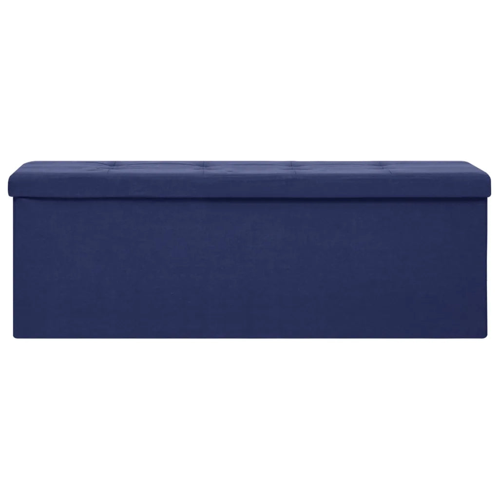 Cassapanca Pieghevole-Baule-Panca con Contenitore Blu in Simil Lino