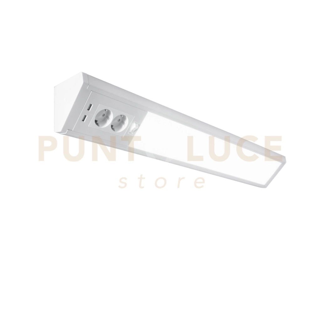 BARRA SOTTOPENSILE ANGOLARE LED HABILIS BIANCO 15W 1750LM 4000K 2 PRESE SCHUKO 2 ATTACCHI USB 78,5X7,9x12,2CM